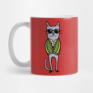 Meow-velous Cat Illustration: A Boho-Chic Tee for the Feline Fanatic Mug